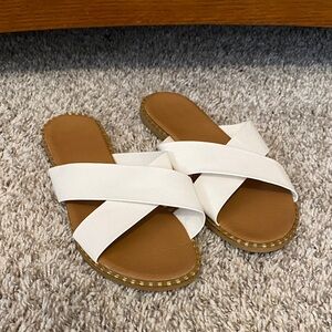 Elegant White Cross-Strap Sandals